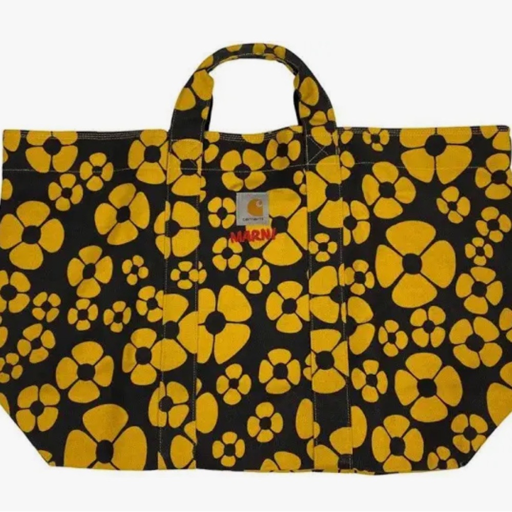 Marni x Carhartt Wip Yellow and Black Floral Tote Bag